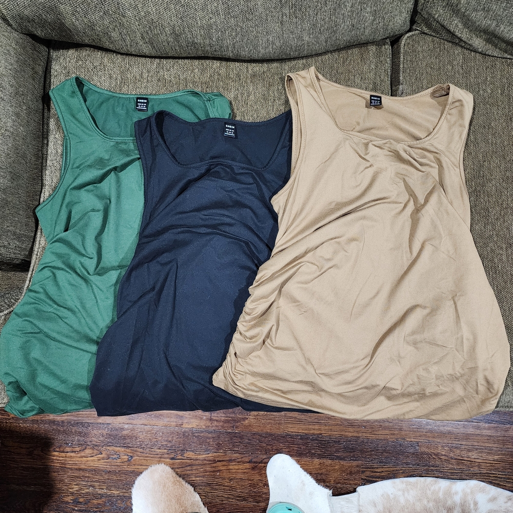 SHEIN Women's Tank Tops - Green, Black, Tan